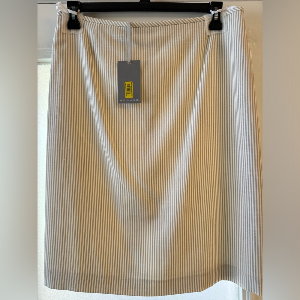Preston & York Beige & White Striped Skirt